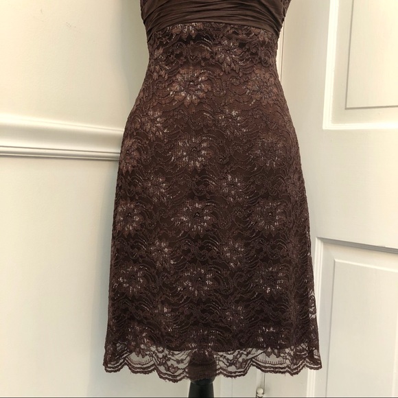 BCBGMaxAzria Brown Lace Cocktail Dress - Picture 3 of 8